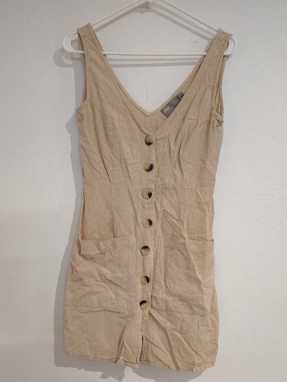 ASOS Beige Button-Front Mini Dress